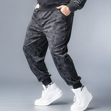 Mens Athletic Pants Fleece Lined Thick Trousers Casual Loose Warm Joggers Winter